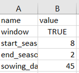 How looks the export crop csv file 1